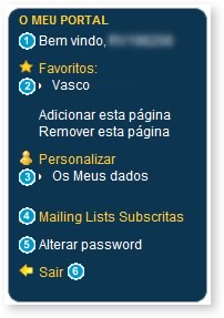 Menu "O Meu Portal"